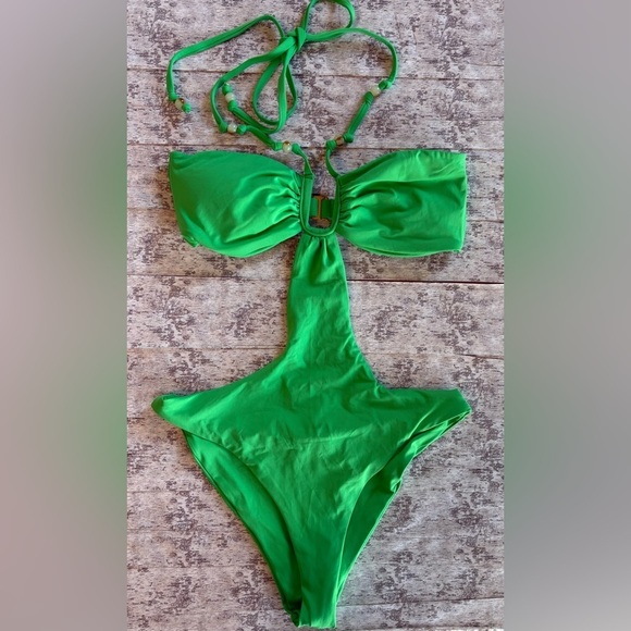 NEW w/TAGS L*SPACE Marina One-Piece in Garden Green Size Small - Picture 2 of 8